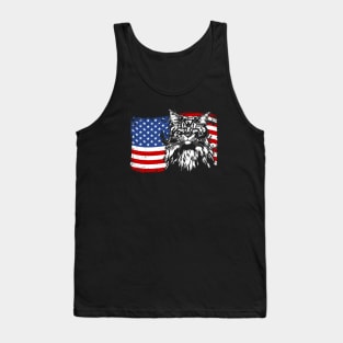 Proud Maine Coon American Flag patriotic cat Tank Top